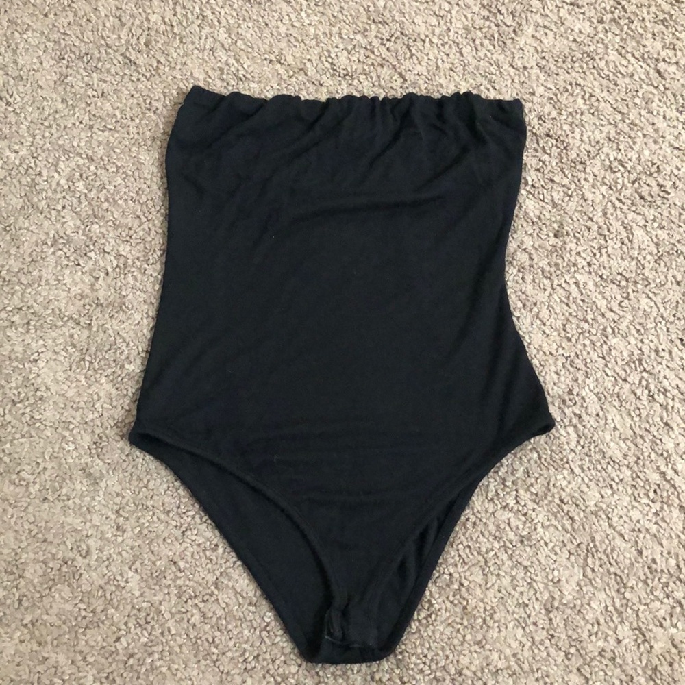 Black strapless body suit